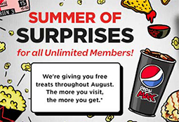 Unlimited members enjoy free rewards during our Cineworld Summer of Surprises this August