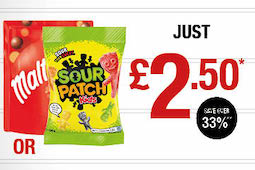 Any bag of confectionery for £2.50 when you buy any Munchbox, ‘2 For’ or Family Special